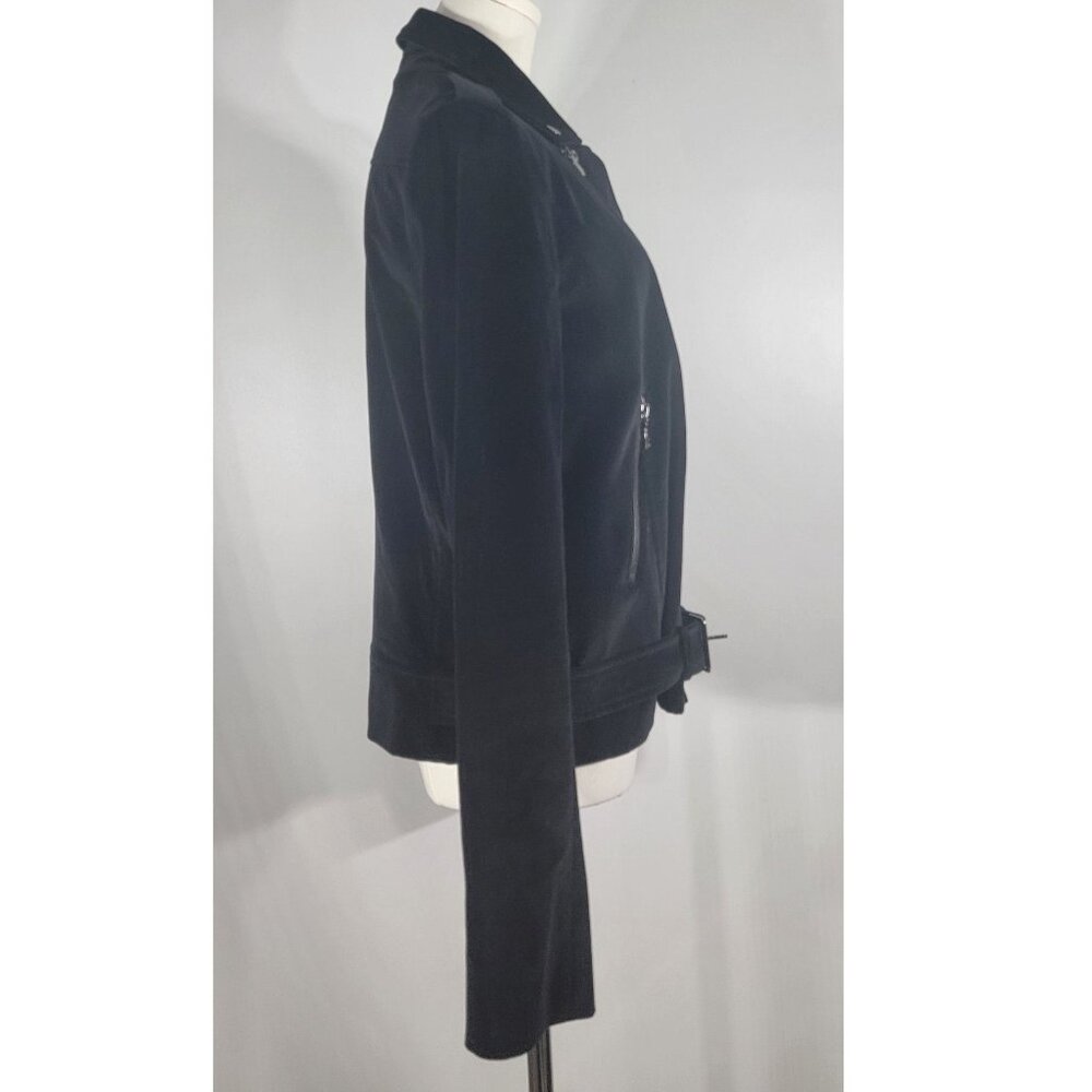 Nordstrom Signature Velvet Moto Biker Jacket, Black, Womens Size Large - Picture 4 of 10